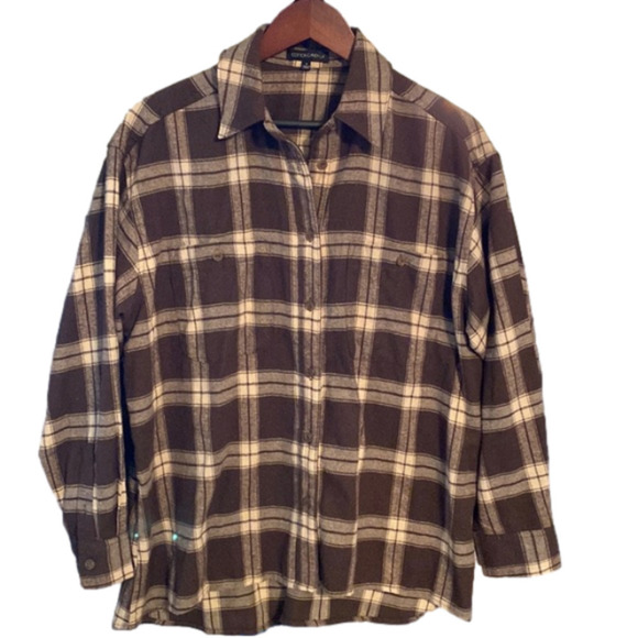 Cotton Candy LA- brown flannel shirt- size small - Picture 1 of 5